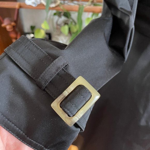 Dana Buchman trench coat  Size Medium Black Double Breasted - Picture 6 of 12